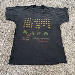 Vintage 1980s Space Invaders‎ Game Promo Graphic Black Tee T Shirt size S Small